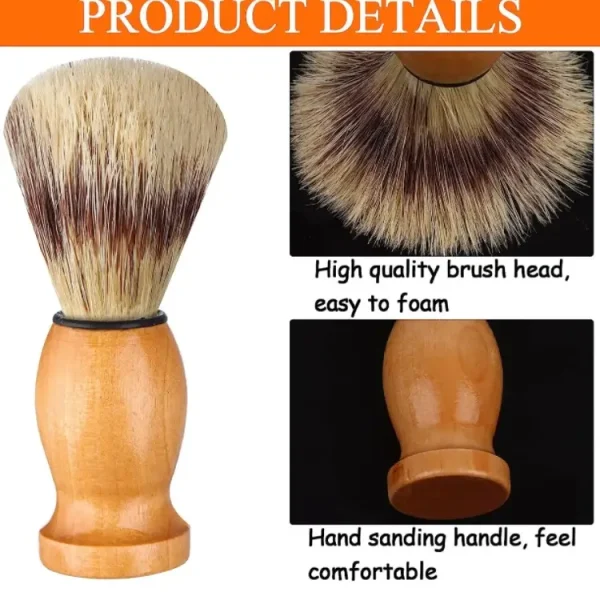 Natural Wood Handle Shaving Brush - Image 2