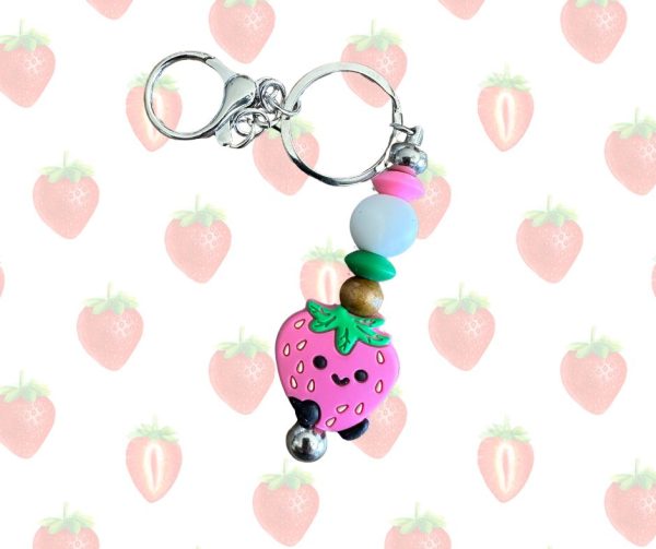 Wildflower Silicone Keychains-Pink Strawberry