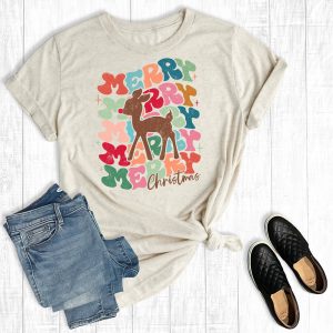 Retro Reindeer Merry Christmas Graphic Tee